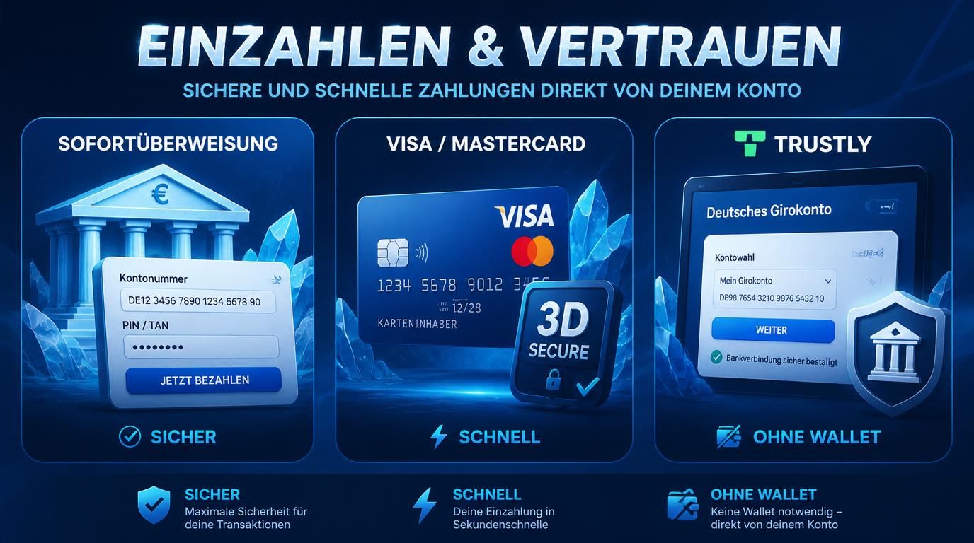 Bild zeigt die drei beliebtesten Einzahlungsmethoden in Deutschland